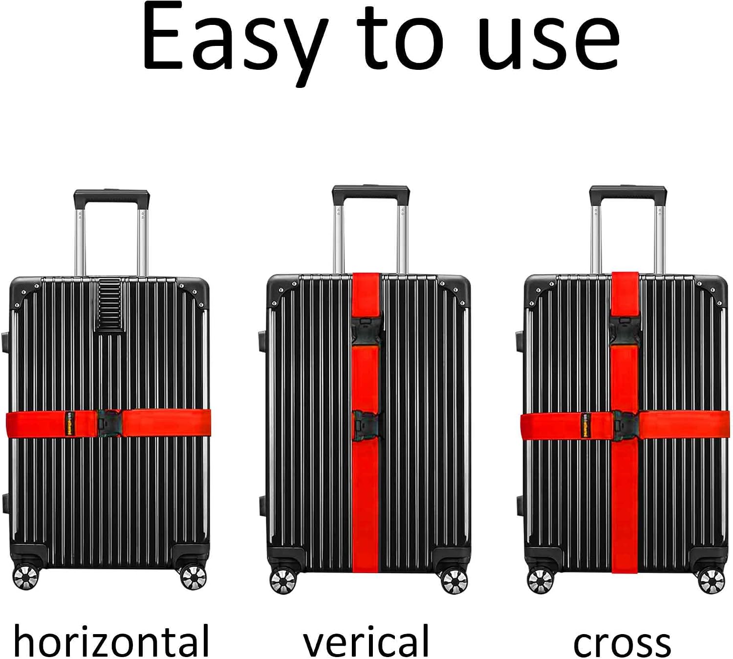 4 Pack Luggage Straps, Adjustable Travel Belt for Suitcases, Secure Buckle Suitcase Accessories(Red+Orange+Green+Blue)