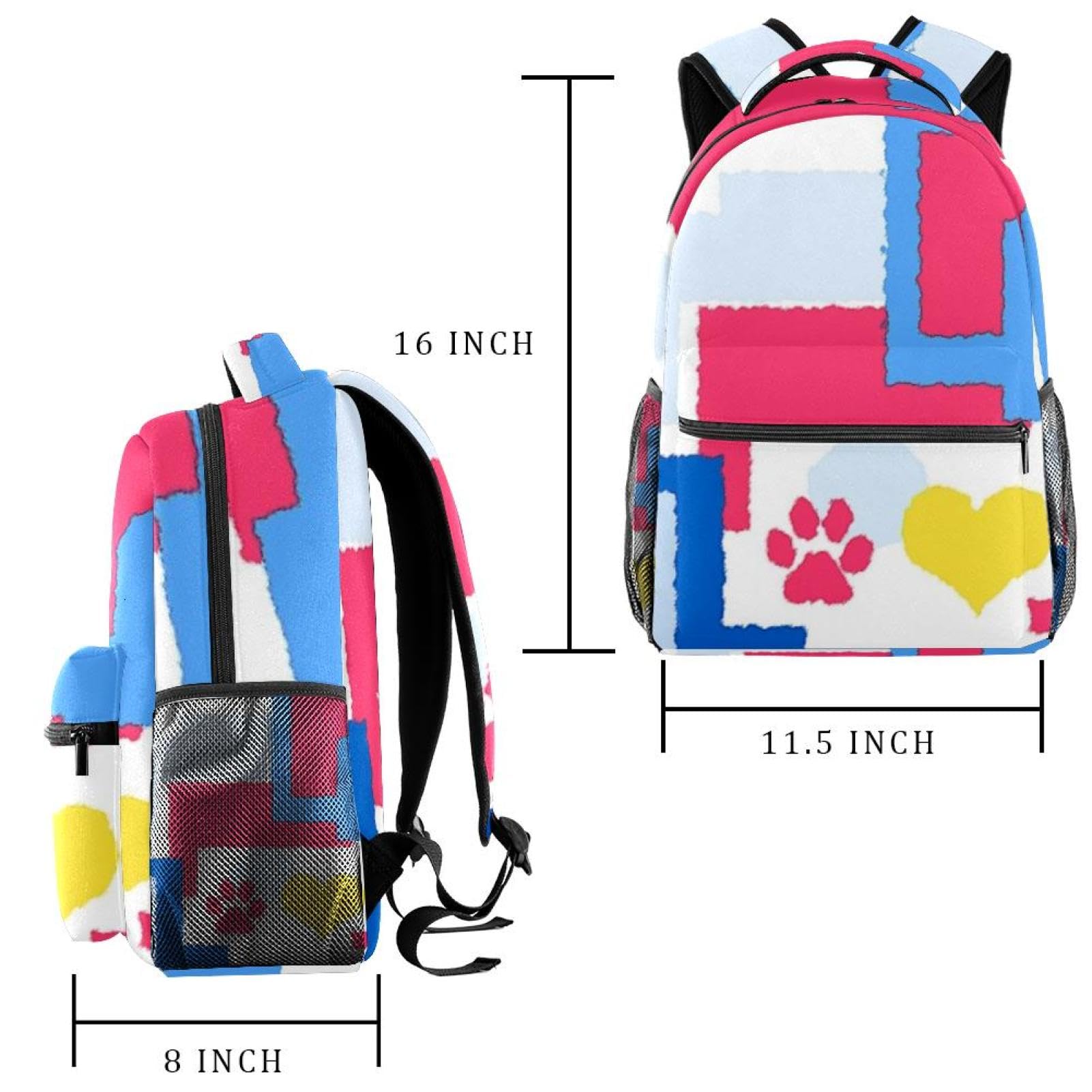 Zaino scolastico per uomini e donne, con impronte e scritta "Love", borsa per computer portatile, leggera, zaino casual per libri