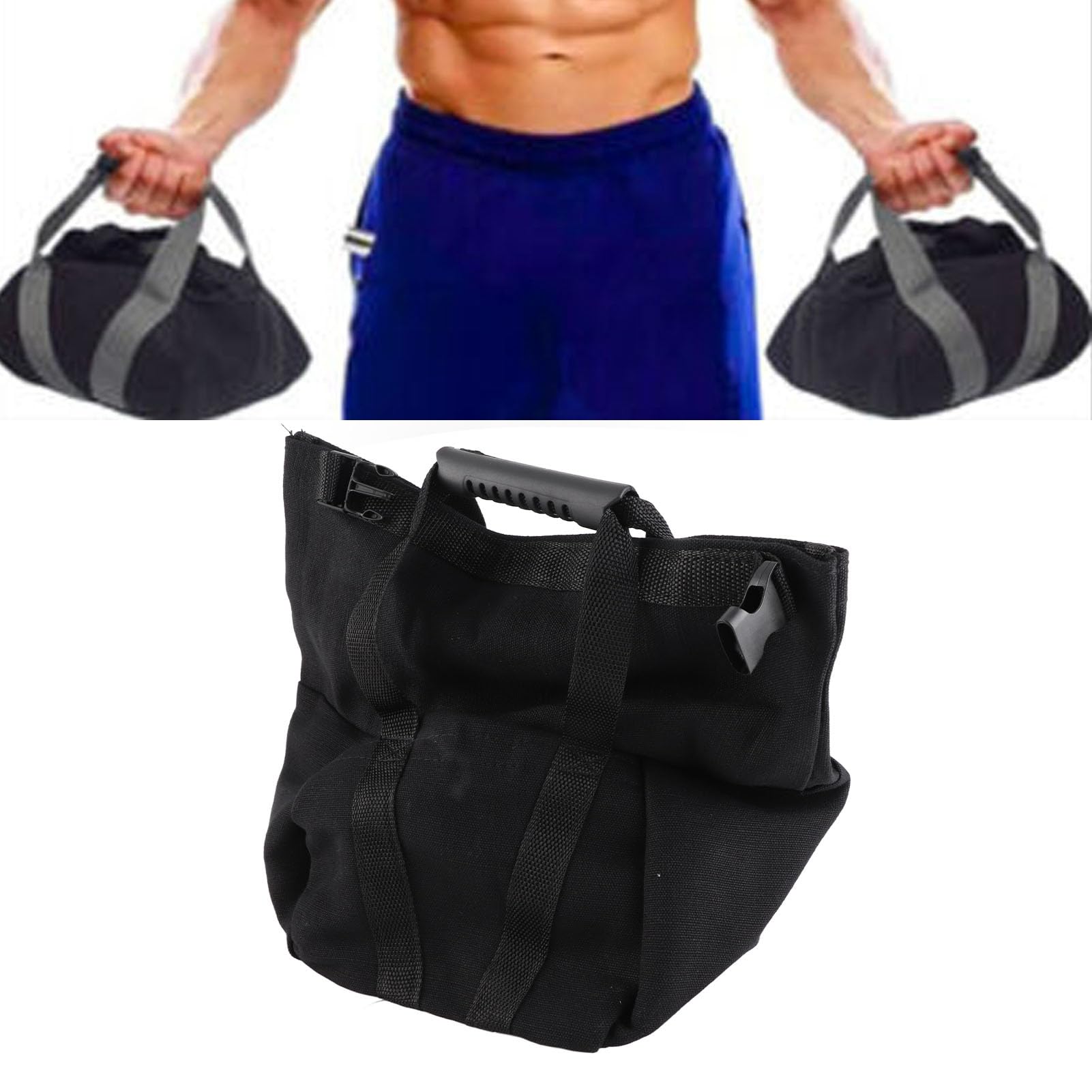 Leapiture Fitness Workout Sandbag Weightlifting Training Sandbag Empty Exercise Power Bag with Handles Stability Durability for Sport (Black)