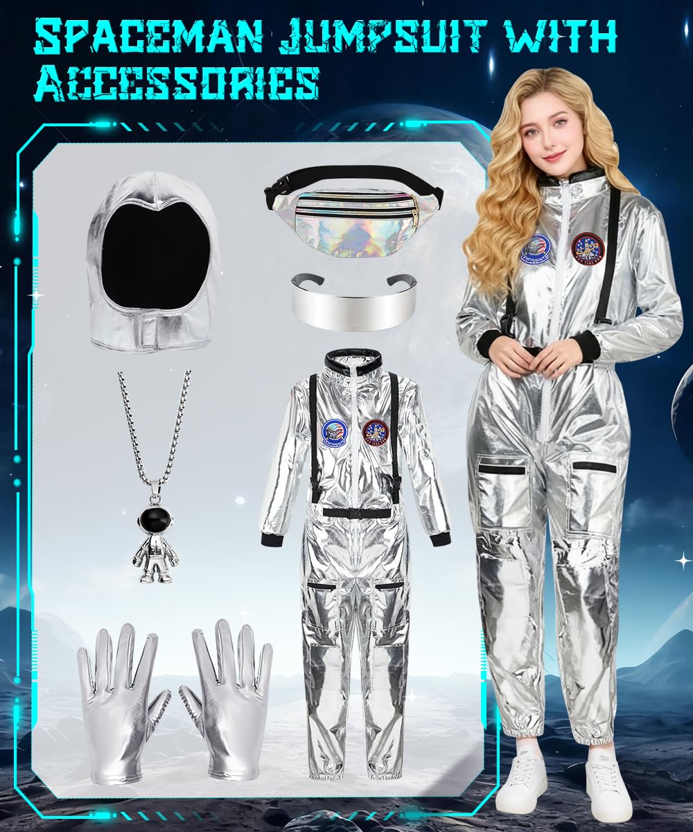 TOLOYE Astronaut Costume Adult, Space Costume with Astronaut Helmet and Gloves - Image 3