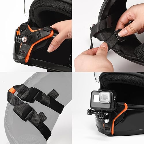 Miniatura 9 de Lupholue Soporte de correa de barbilla para casco de motocicleta compatible con GoPro Hero 10, 9, 8, 7, (2018), 6 5 4 3, Hero Black, Session, Xiaomi