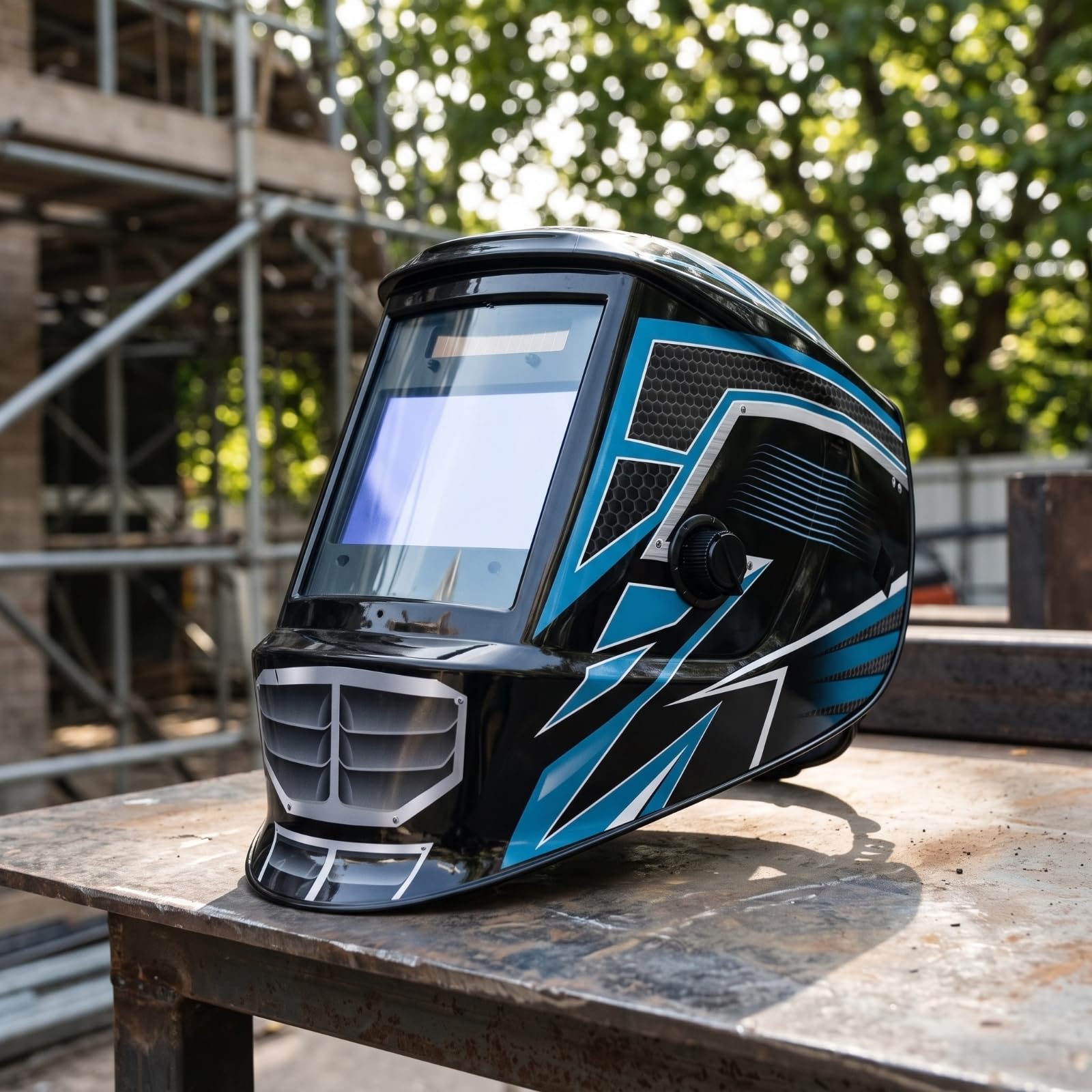 Amagogo Masque de Soudage Auto Assombrissant Casque de Protection Visière de Soudure Écran de Soudage Lunette de Travail en PA PP avec Molette Latérale et