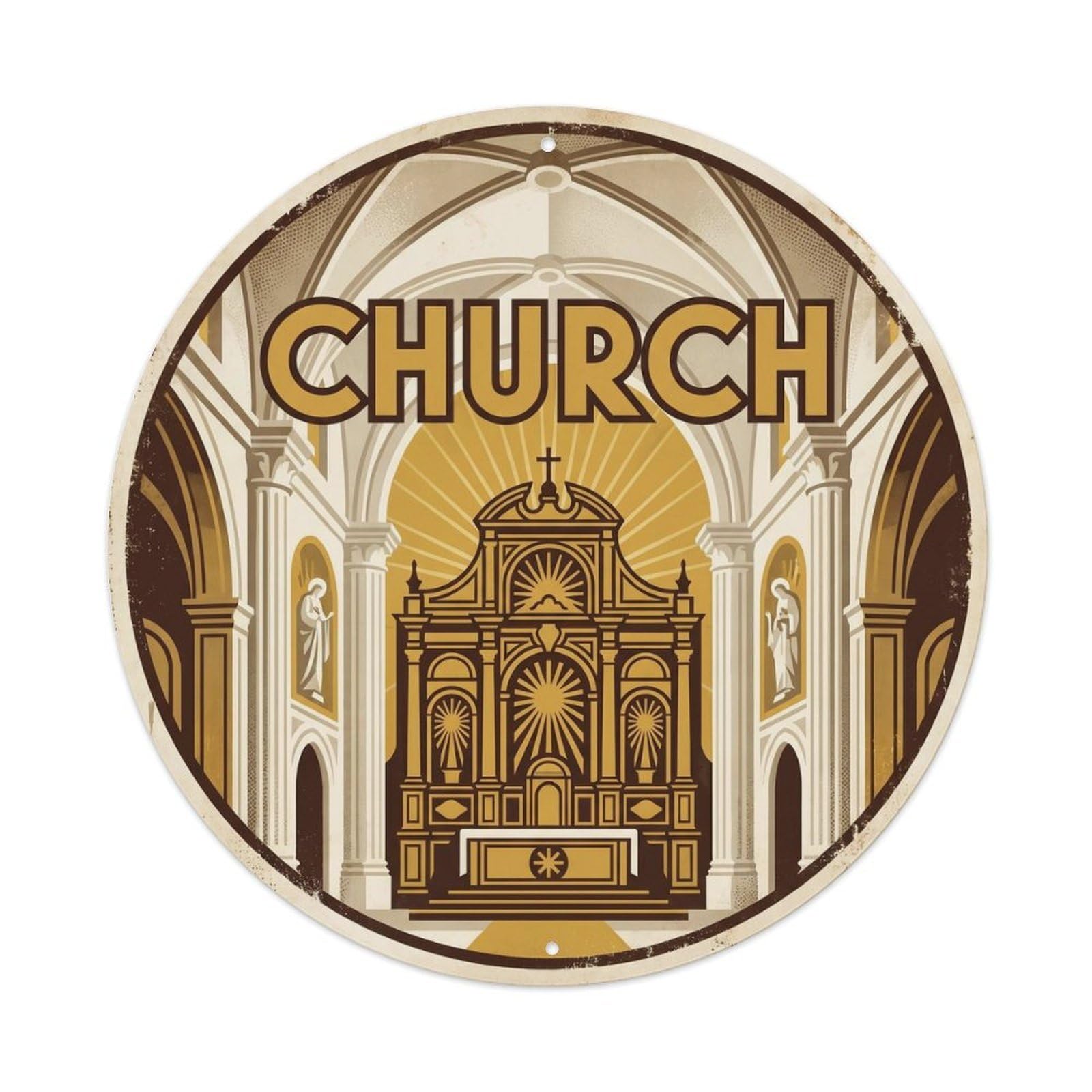 Olhnbad Style Valldemossa Church Mallorca Historic Landmark Metal Tin Sign