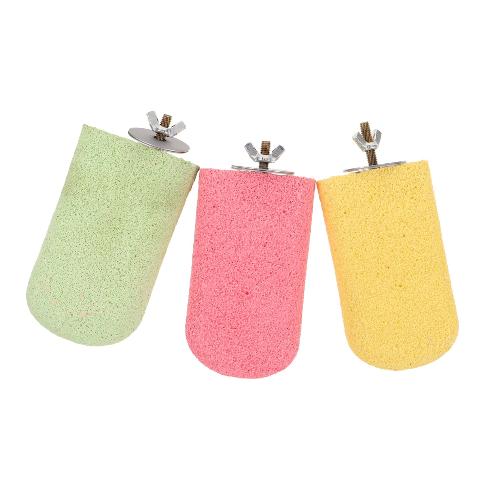 GALPADA 3 Piezas Perchas para Periquitos con Plataforma de Molienda para Uñas Juguete para y Pájaro Soporte para Jaulas Fácil Instalación Compatible con Varias Jaulas Verde Rosa