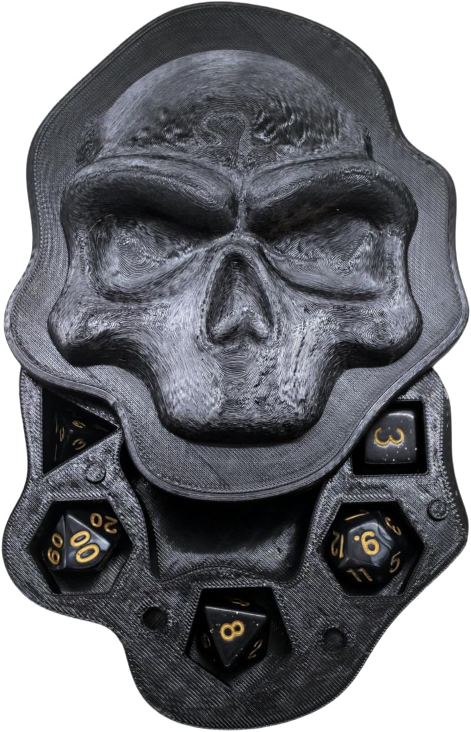 Skull Holder Black Dagger Dice Dungeons and Dragons RPG Tabletop Roleplaying Game Jail D&D (Random 7PCS D20 Dice Set Included) Black