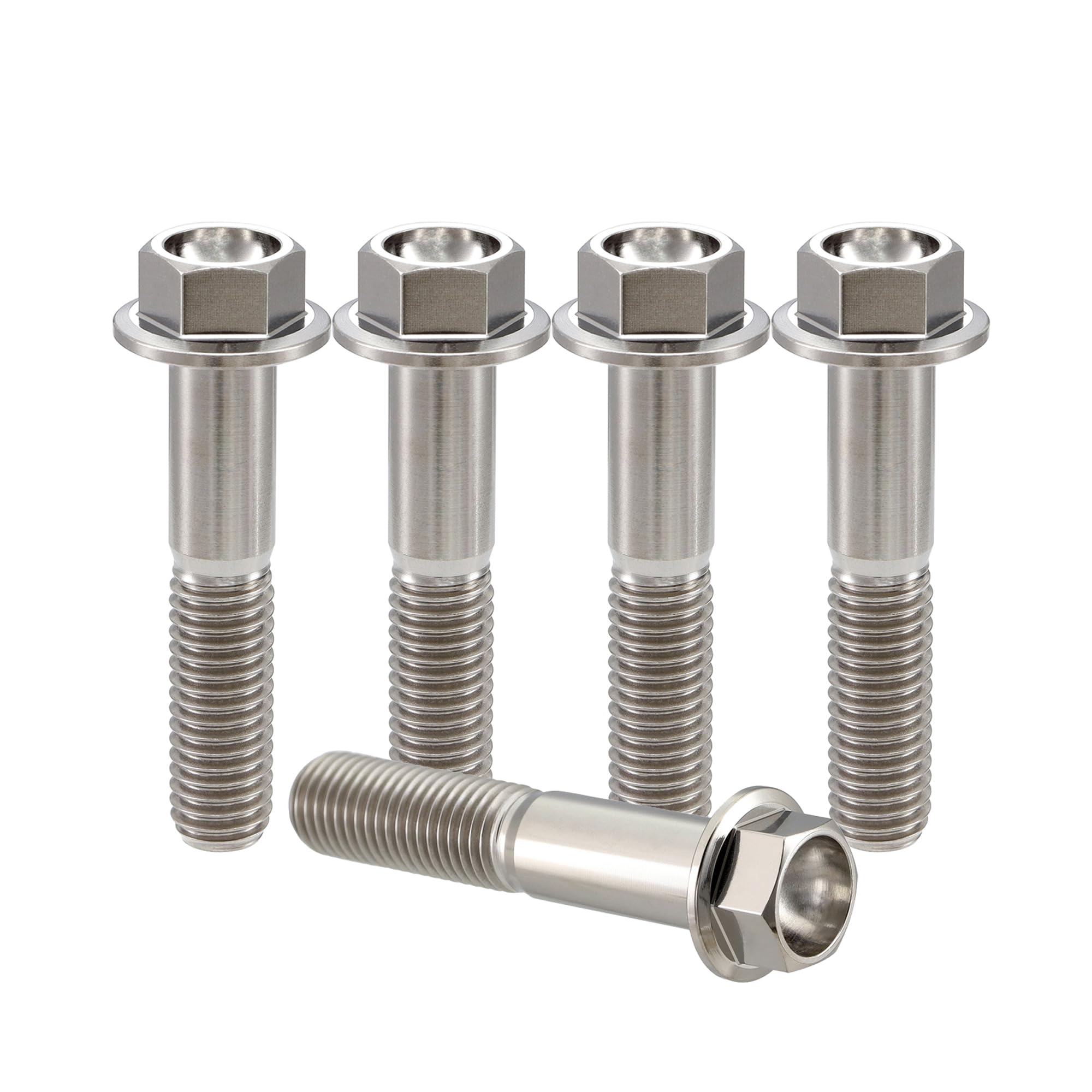RISON-Titanium 2pcs Bulloni Flangiati Esagonali in Titanio M4 M6 M8 M10, Vite a Testa Esagonale con Flangia Vite di Fissaggio Bulloneria Viti a Brugola per Bici, Moto, Auto