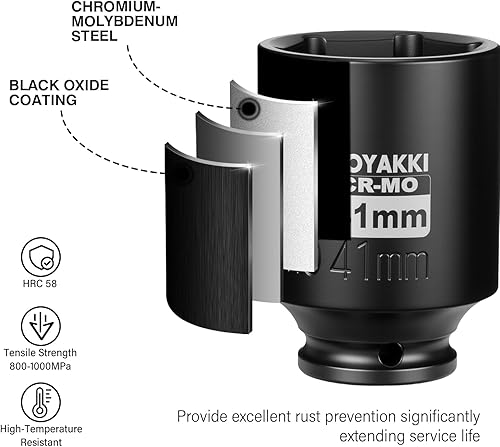 Miniatura 215 de Enchufe de impacto de 6 PT de 1/2" x 0.827 in de profundidad, CR-MO, 1/2 pulgada de accionamiento de 6 puntos para una fácil extracción