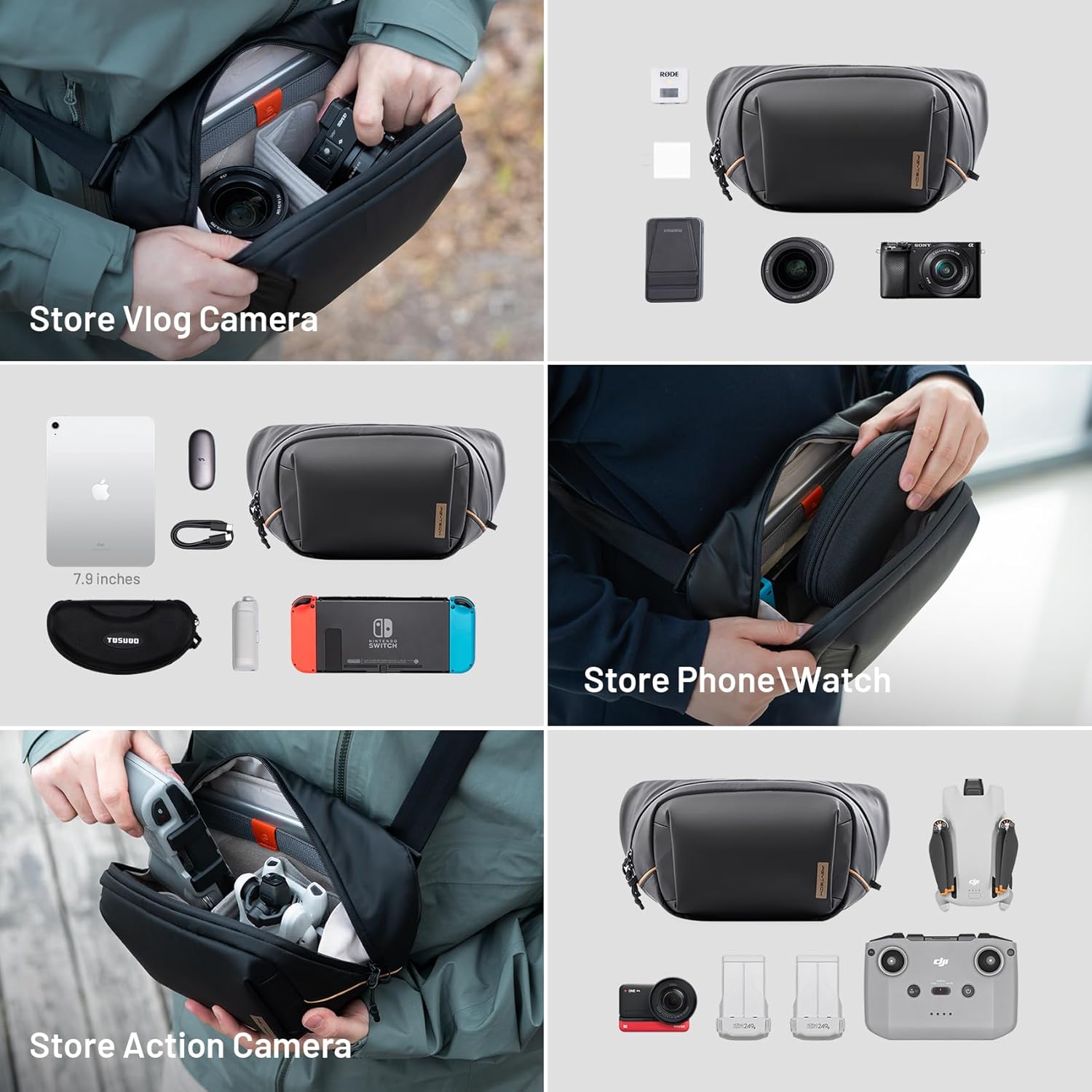 PGYTECH OneGo Solo V2 Camera Sling Bag, 4L Camera Chest Bag Crossbody Fanny Pack for Urban Travel Photographers, Small Camera Bag for Sony/Canon/Nikon/Mirrorless/Fuji Cameras - Image 2