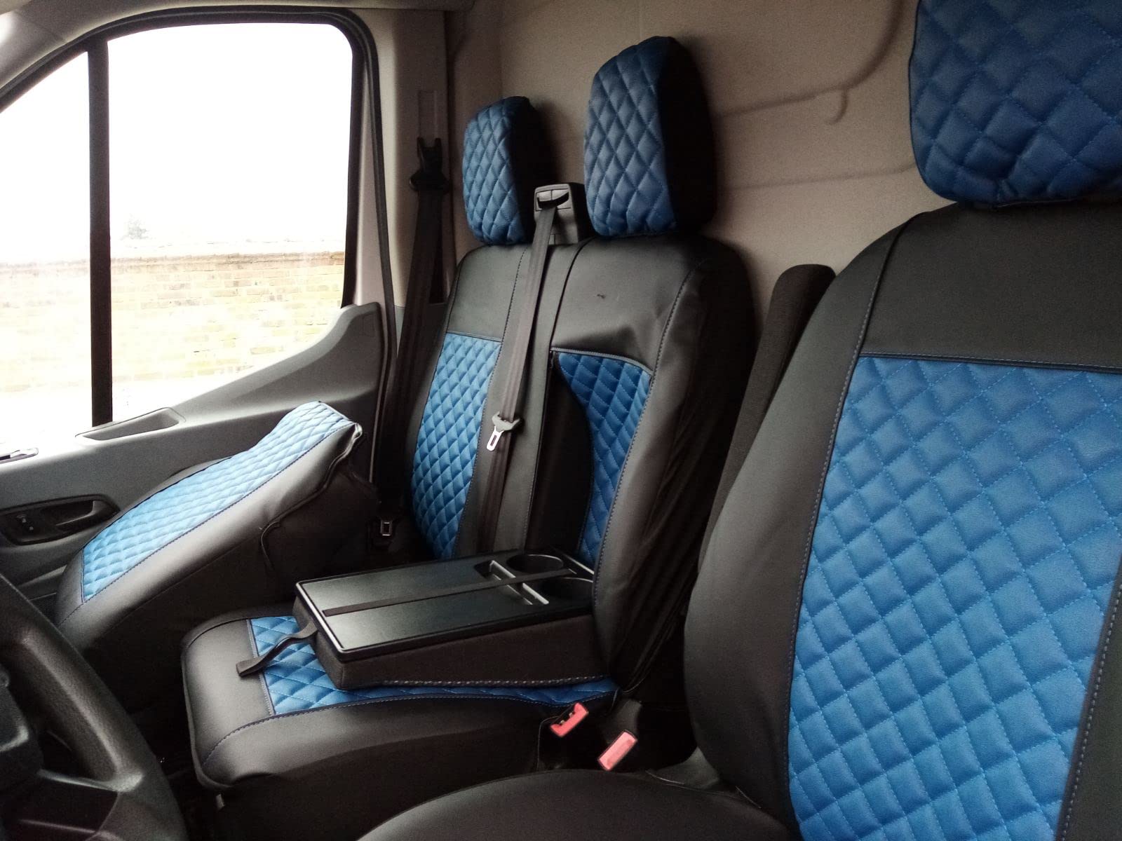 Texmar Housse de siège en cuir écologique pour Ford Transit Custom (2015+), petite cabine, gauche, 2+1, avant, sur mesure