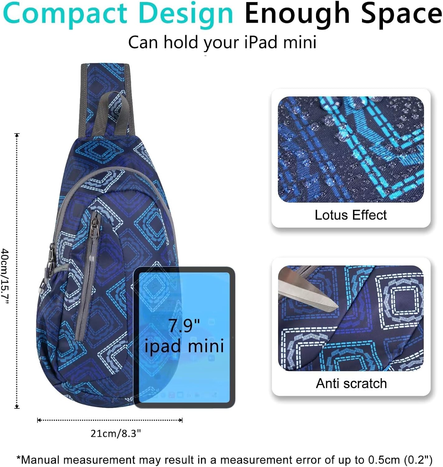 TITECOUGO Small Sling Bag, Lightweight Crossbody Backpack for Men Women, Shoulder Bag for Sports and Outdoor - Image 4