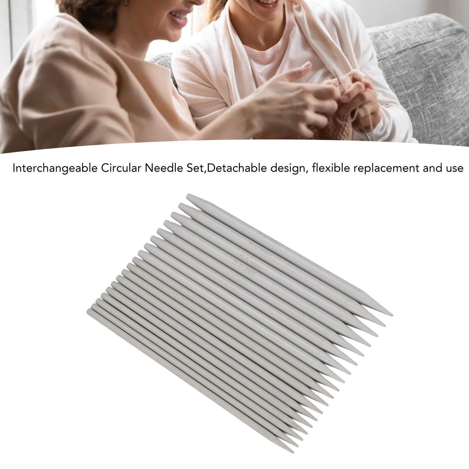 Sorandy Set di Ferri Circolari Staccabili 18 Pezzi Aghi Intercambiabili in Metallo Resistente per Forniture per Maglieria Domestica