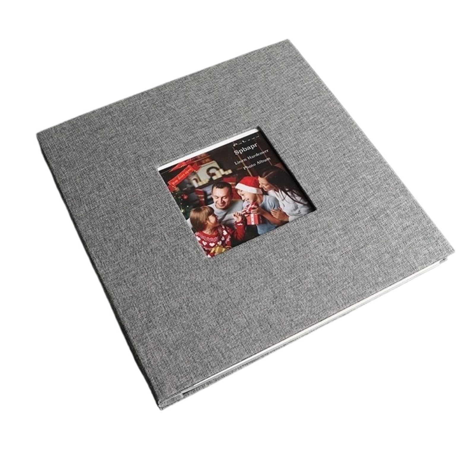 Estuche de almacenamiento imágenes lino, álbum familiar autoadhesivo DIY, recortes memoria conmemorativo 20 hojas Para Aniversarios(Gray-18inch)