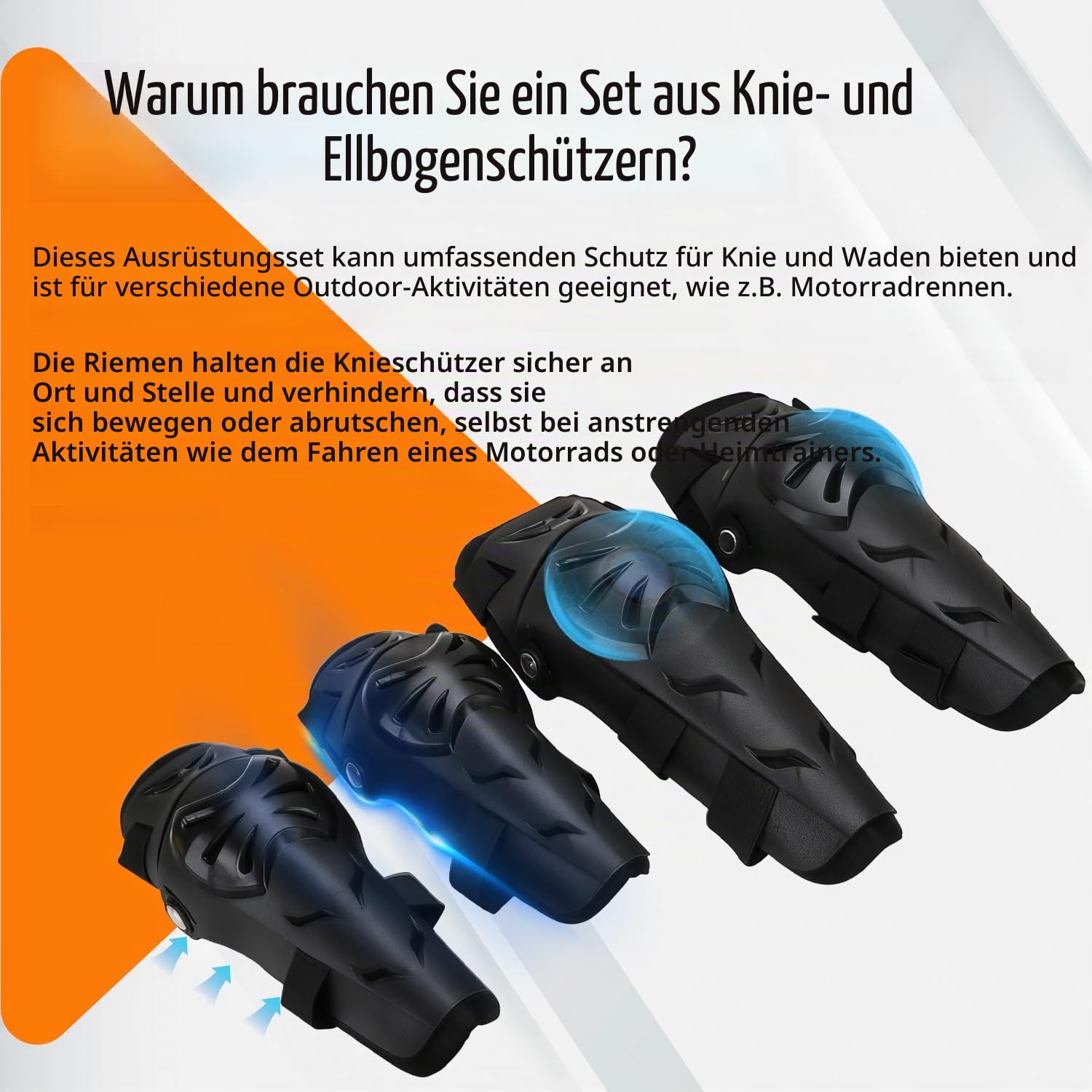 Motorrad Knieschoner und Ellenbogenschoner Set - 4 Stück verstellbare Knie Schutz und ellenbogenschützer Erwachsene Rüstung Motorrad Schutzausrüstung für Motocross Enduro Racing