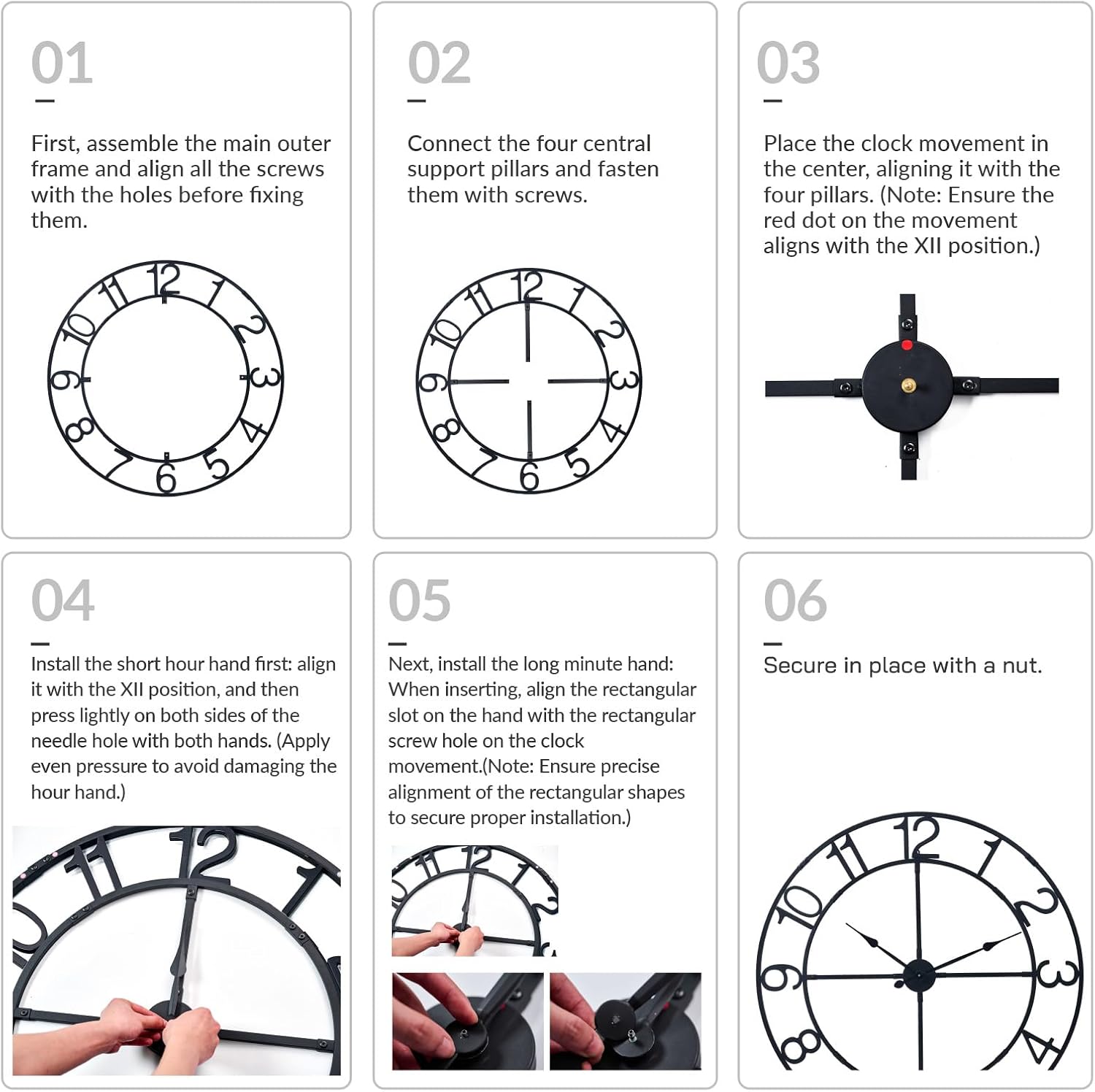 Large Wall Clock for Living Room Decor–48 Inch Silent Non-Ticking Modern Farmhouse Wall Clock, Oversized Decorative Metal Arabic Numeral Clock, Black