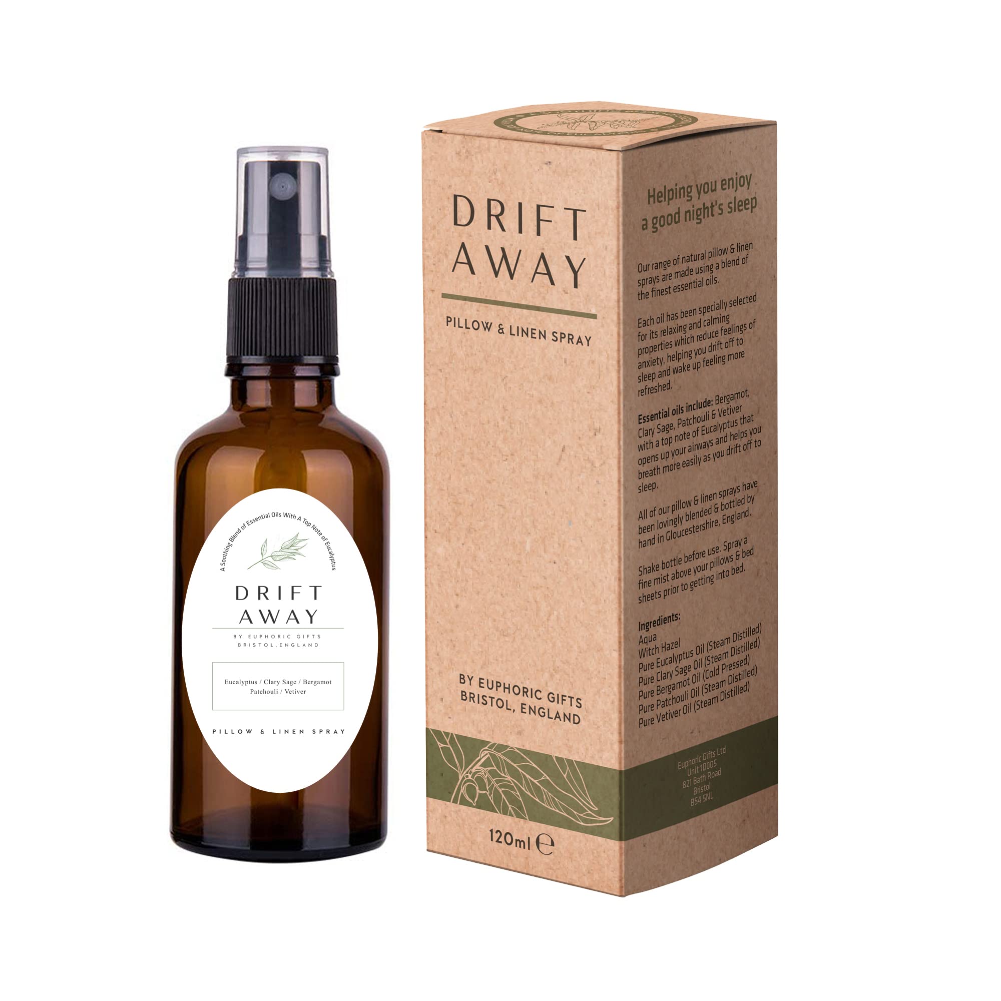Euphoric Gifts Eucalyptus Pillow & Linen Sleep Spray (Drift Away) Natural Sleep Aid