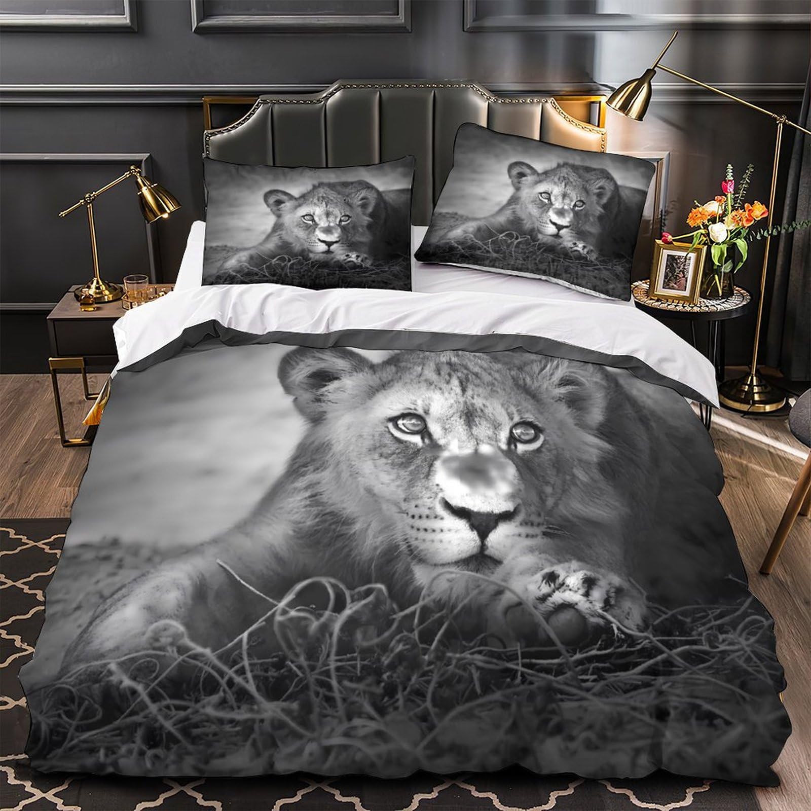 Housse de couette léopard hypoallergénique en microfibre douce avec fermeture éclair