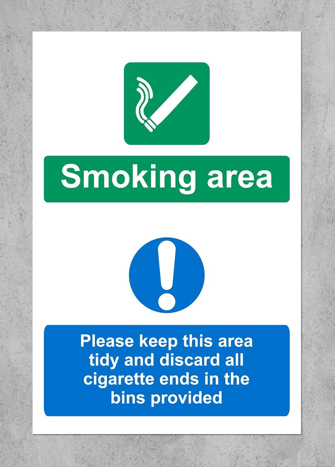 Smoking area please keep this area tidy safety sign - 1mm Plastic sign (200mm x 150mm)