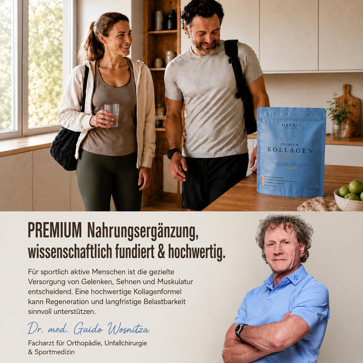 Kollagen Pulver Sport, Kreatin Magnesium MSM, 450 g, Lemon | Vitamin C, Collagen Peptide Typ I II III aus Weiderind, Kreatin Magnesium MSM, für aktive Menschen, Training & Regeneration