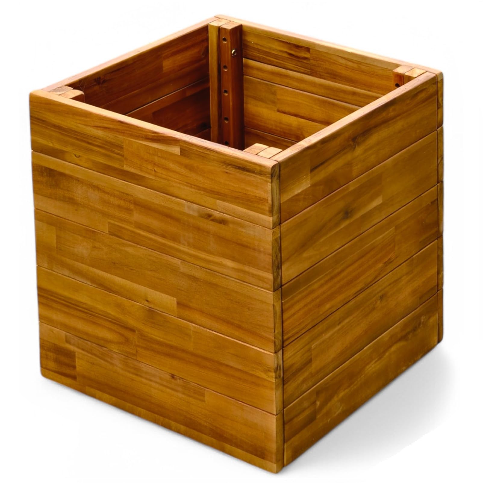 Acacia Hardwood Garden Planter Box Natural Oiled Finish 40x40x42.5cm Durable Wooden Outdoor Plant Pot with Removable Base Weather Resistant Square Planter (Box Planter)