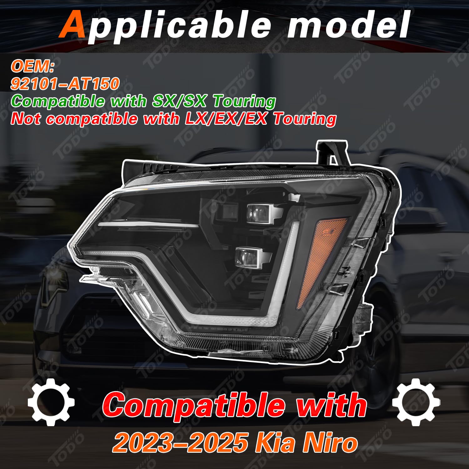 Left Driver Side LED Headlight for 23-25 Kia Niro SX Touring 92101-AT150 image 4