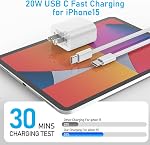 for iPhone 17 16 15 Charger, 20W USB C Fast Charger Block with 【Nylon Braided】 USB C 6FT&10FT Cable for iPhone 17 16 15/Pro/Pro Max/Plus/iPad Pro/Air 2024 et 10e génération, Fast Charging