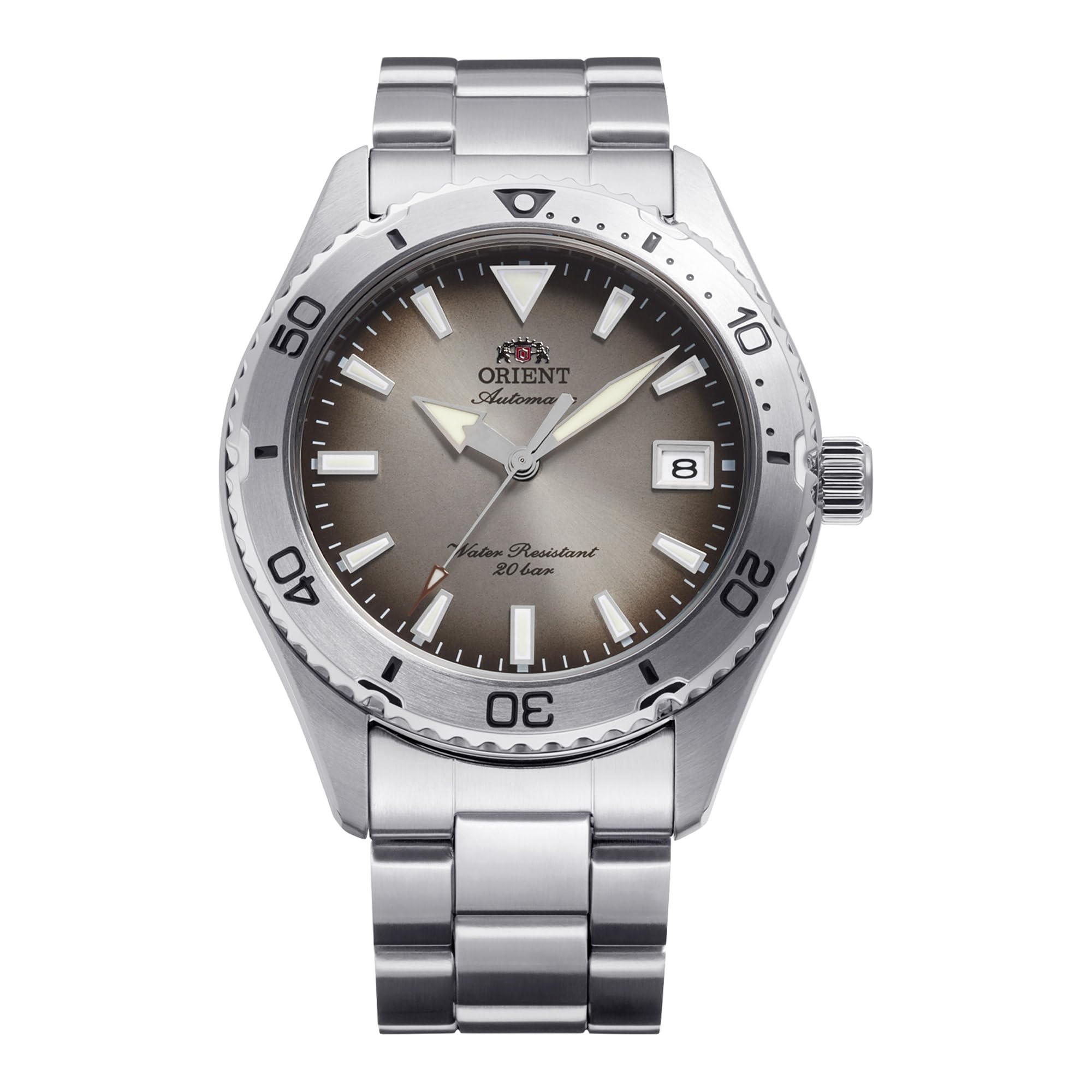 Orient Sports Mako 40 mm męski automatyczny ręczny mechaniczny zegarek sportowy i koperta ze stali nierdzewnej szara tarcza - RA-AC0Q16N