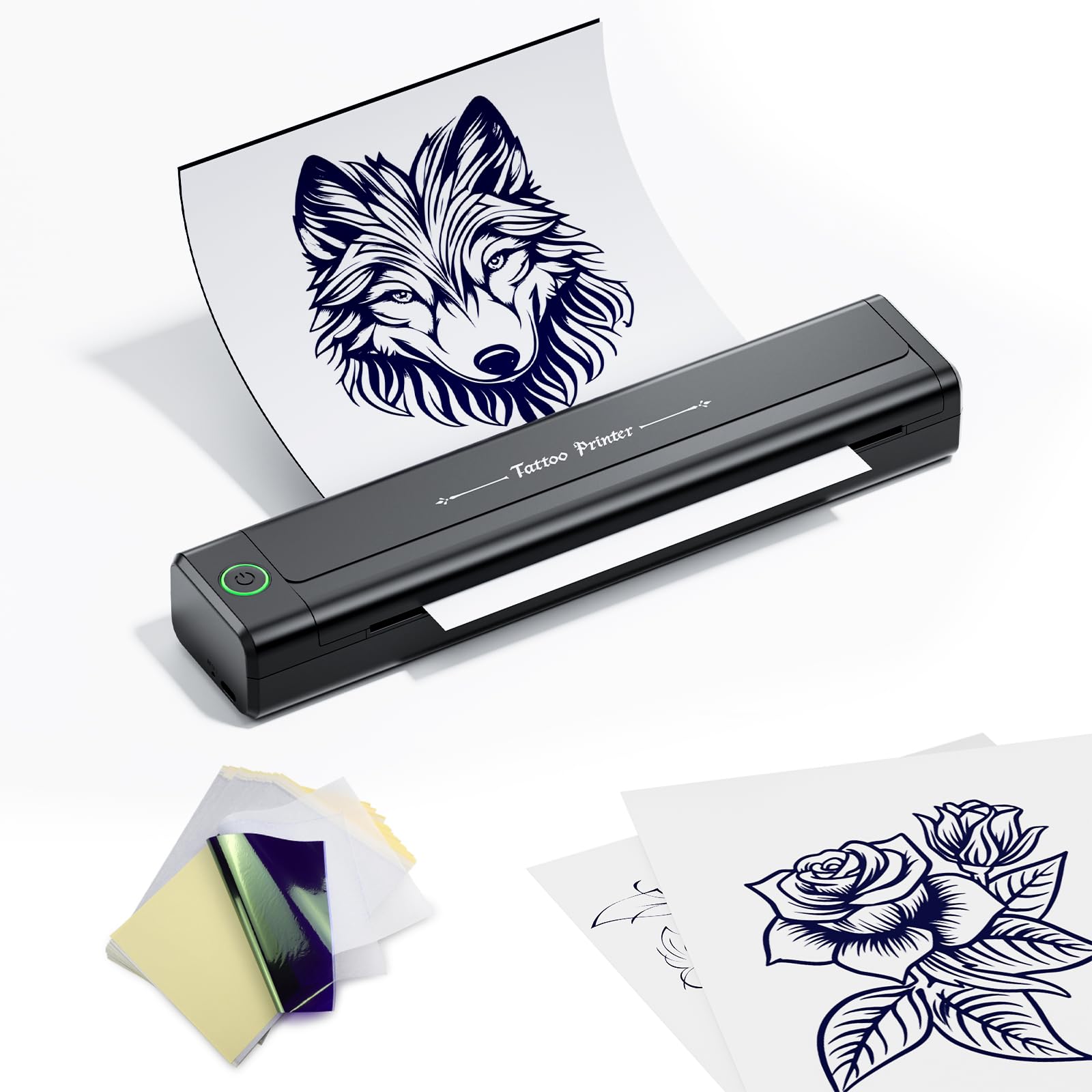 TATELF Termocopiadora Tattoo Bluetooth, Impresora Térmica para Tatuajes con 10 Hojas de Papel, Kit Completo para Artistas y Principiantes, Alta Precisión y Uso Fácil