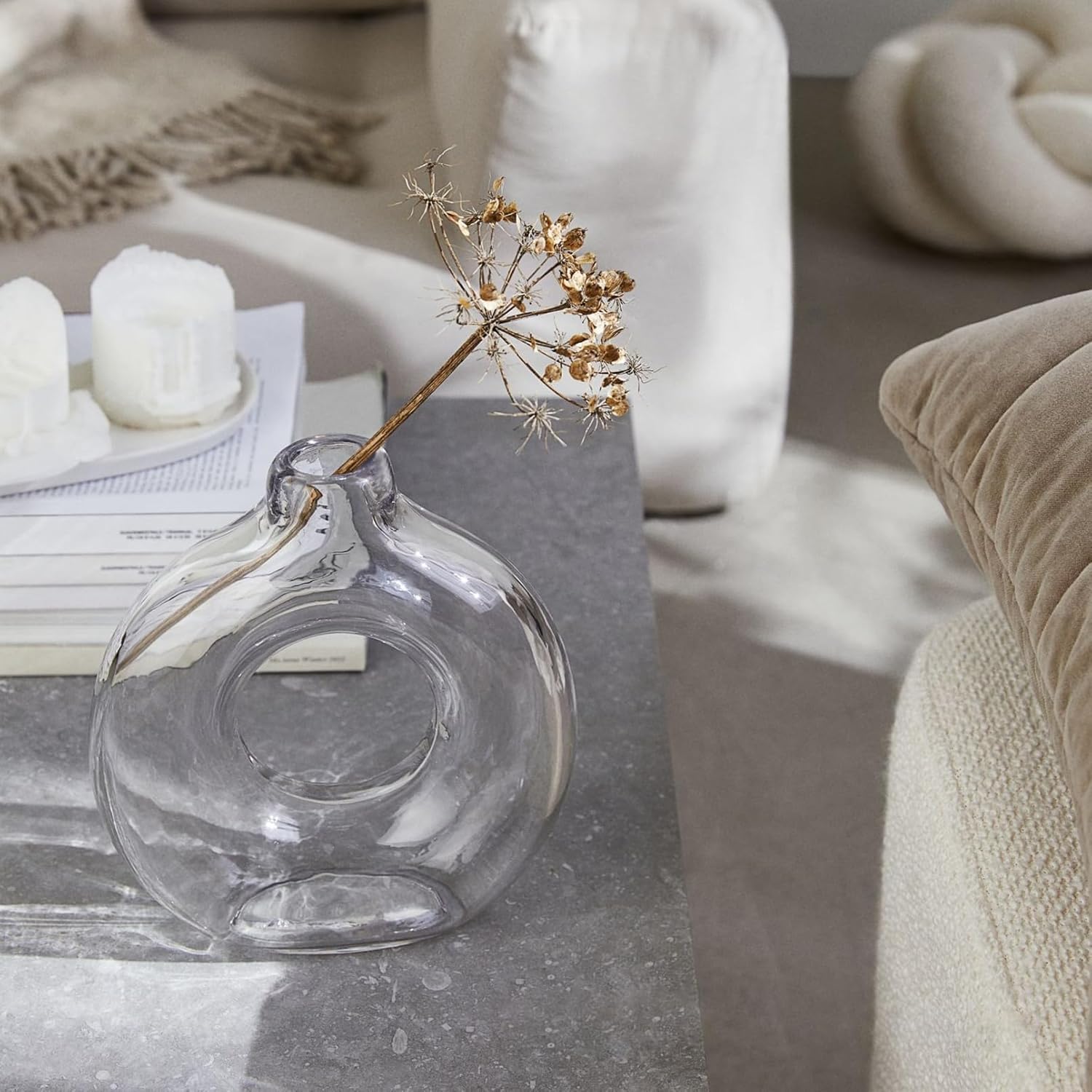 Amazon.co.jp: 透明なガラスの花瓶、花用のドーナツ花瓶、花用の