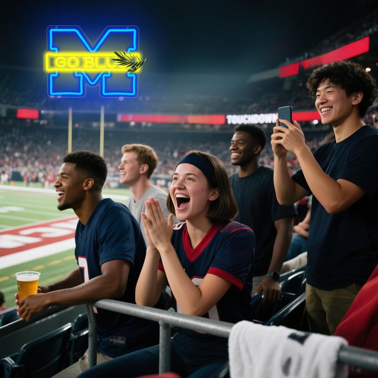 University Neon Sign for Wall Decor University Football Team Logo Led Neon Light for Man Cave Birthday Gifts for Fans Led Light Up Sign for Party Club Bar Dorm Decor Size13.7 * 10In - Image 5