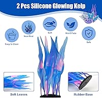 Vista 3 de Kaiyuan Dynasty 2 plantas artificiales de silicona para acuario, plantas artificiales para pecera, quelpa brillante, decoración de plantas