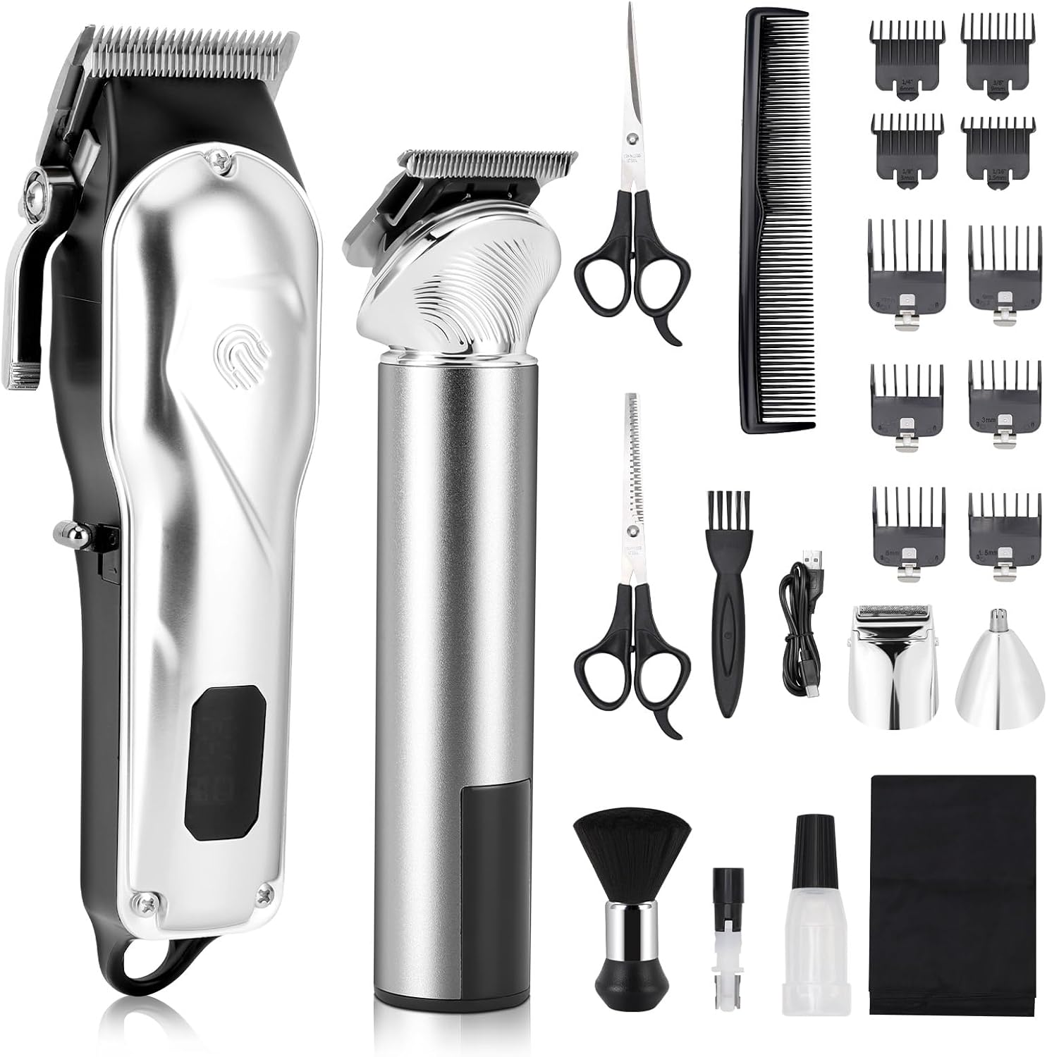 Gugxiom Elektrische tondeuse voor heren, professionele tondeuse set, tondeuse en baardtrimmer en neustondeuse voor mannen en kinderen (groot)