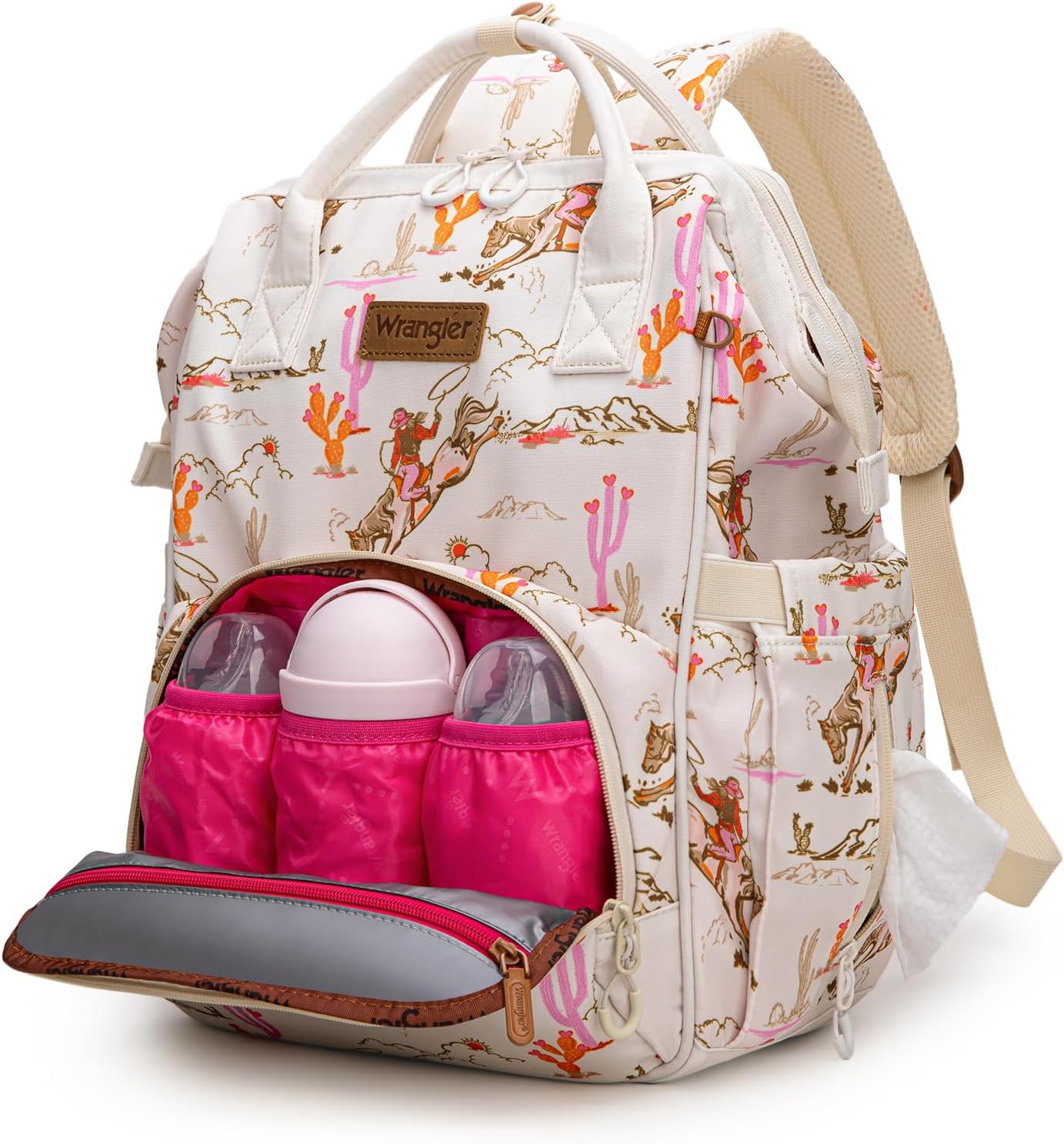 Montana West Wrangler Diaper Bag Backpacks Western Backpack Purses Multi-function Baby Bags for Mom with Waterproof Changing Pad & Pacifier Case