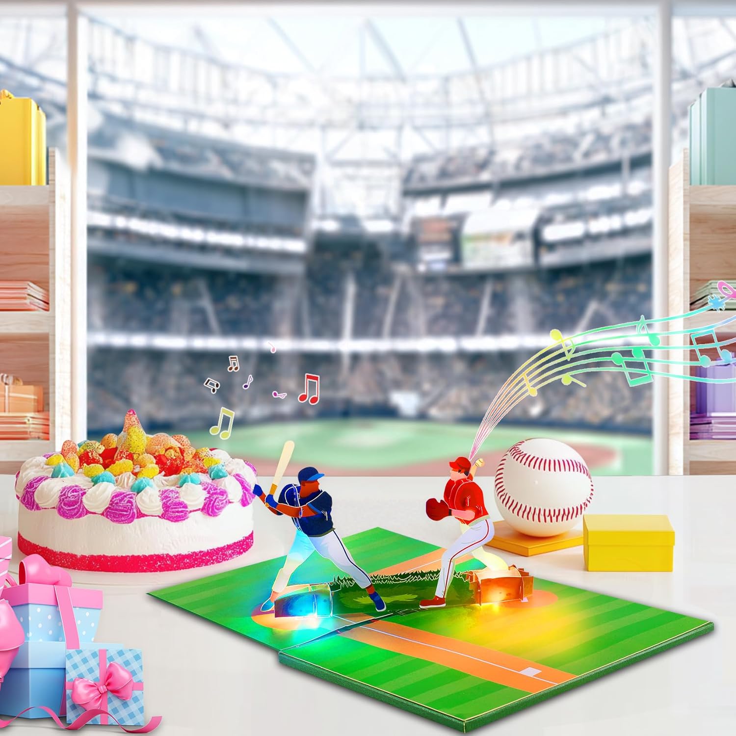 GREETING ART Musical Baseball Birthday Card, Birthday Card With Music and Lights, Baseball Pop Up Card, Happy Birthday Card for Son, Men, Dad, Hsuband, Baseball Lovers - Image 5