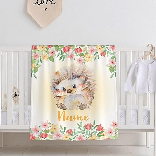 Miniatura 295 de Manta personalizada con diseño de jirafa y elefante, manta de franela suave, acogedora y ligera con nombre para sofá, cama, sofá, regalo, unisex