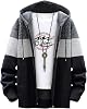 J.STORE Men's Sweatshirt, Large Size, Long Sleeve Knit Top, Oversized, Front Zip, Bicolor M~2XL