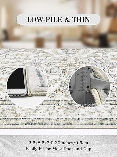 Miniatura 8 de Lahome Alfombra tradicional oriental de 2.5 x 8 pies, lavable, antideslizante, alfombra de pasillo de cocina para interiores, alfombra vintage de