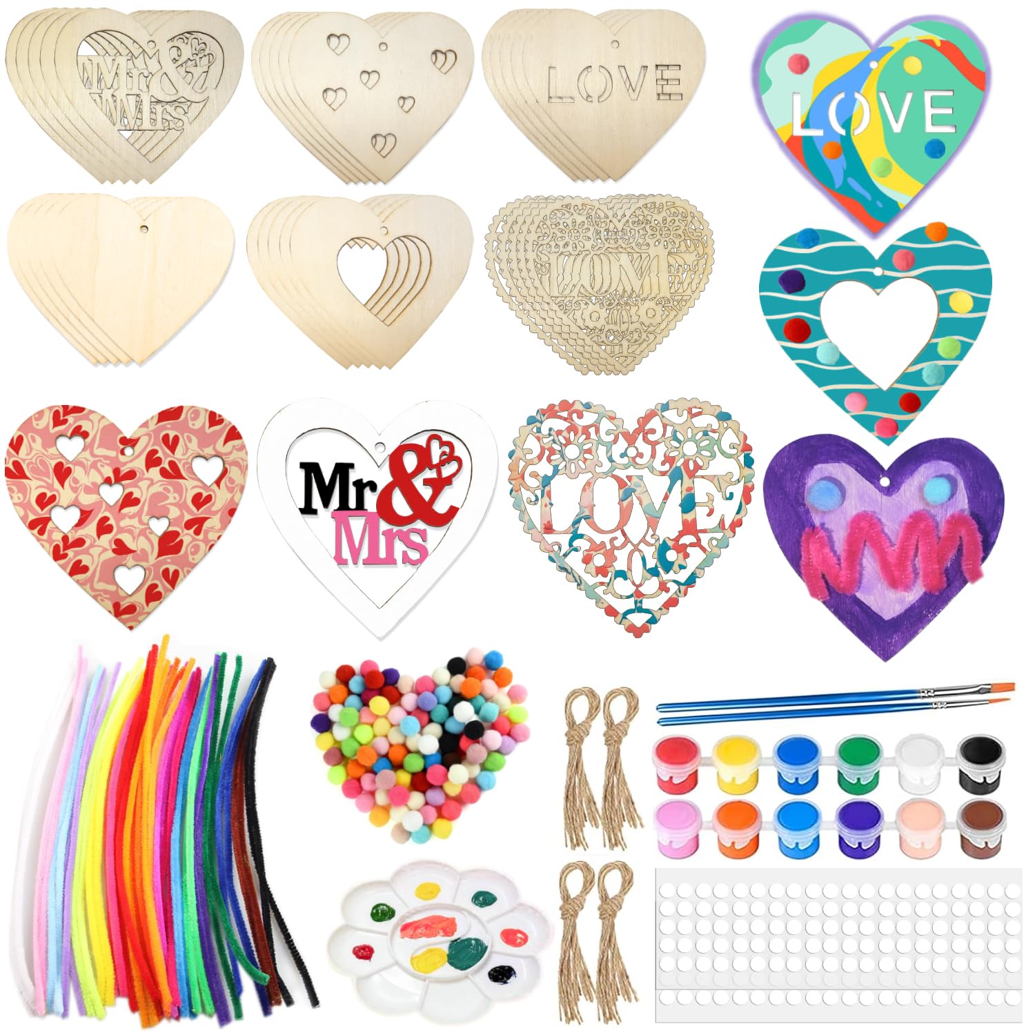 Amazon.com: 36pcs Wooden Hearts for Crafts, Valentine's Day Heart