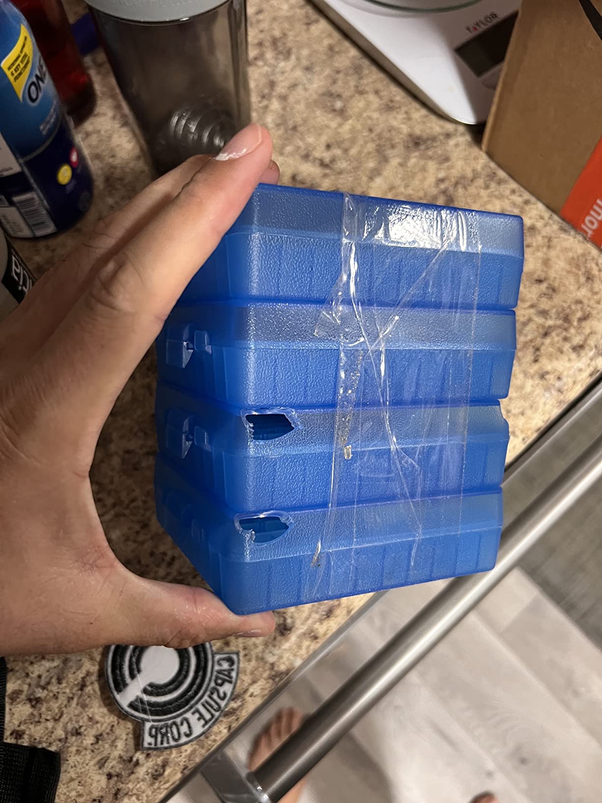 MTM Plastic Ammo Box, Clear Blue 100 Round 9MM / 380 (4