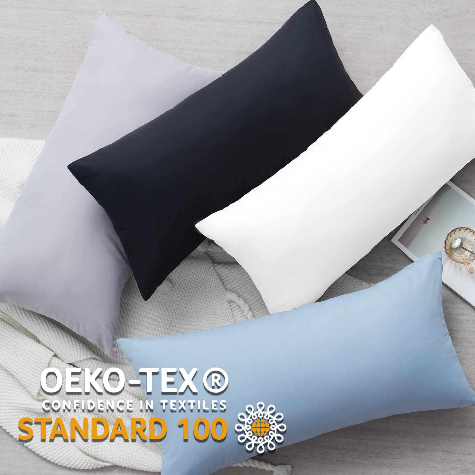 Set 2 Federe 50x80 Cm - 100% Microfibra Morbida, Chiusura A Patta, Azzurro - Foto 8