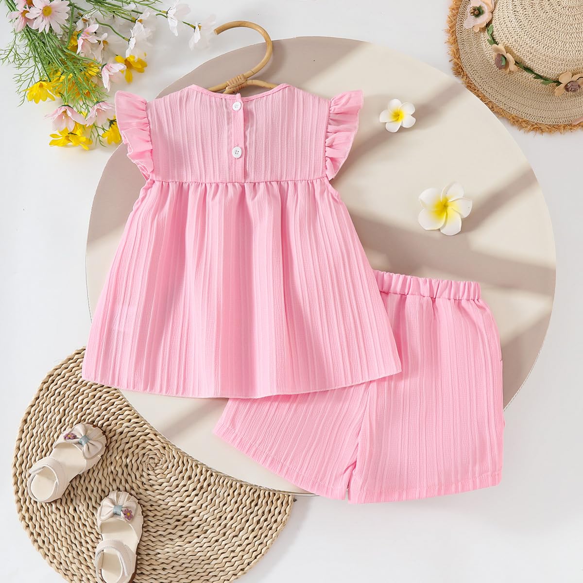 Kleinkind Baby Mädchen Kleidung Blumen Rüschen T-Shirts Tops Shorts Süße Sommer Kleidung Sets