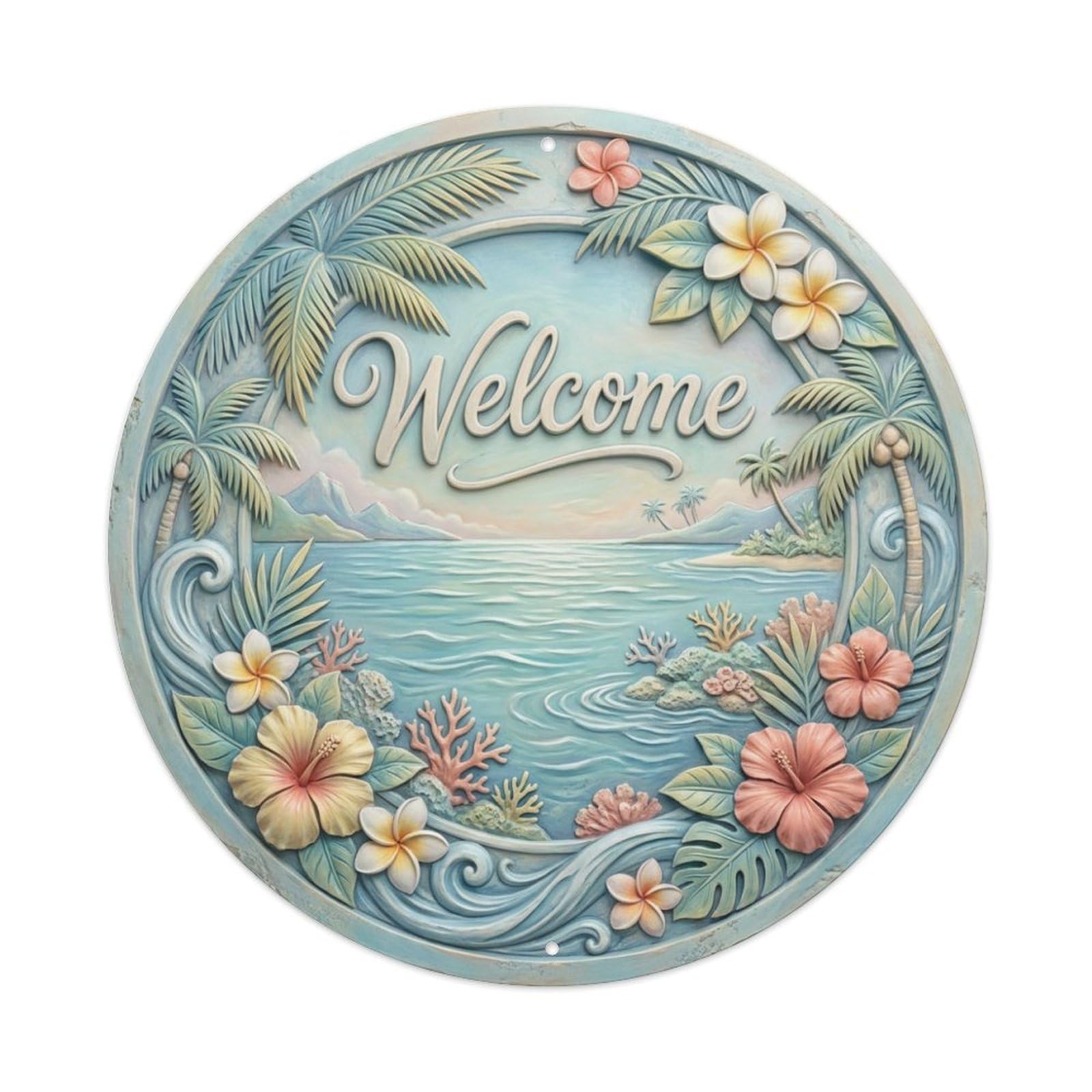 Tgrcjimh Style Metal Tin Sign Tropical Tranquility Welcome Calm Waters