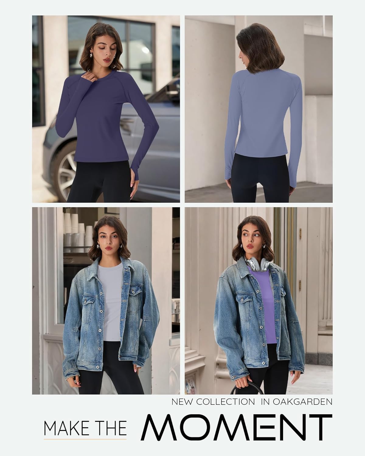 4 Pack Women's Seamless Workout Shirts Long Sleeve Yoga Athletic Top Thumb Holes Raglan Crewneck Sports Running Tee - Image 2