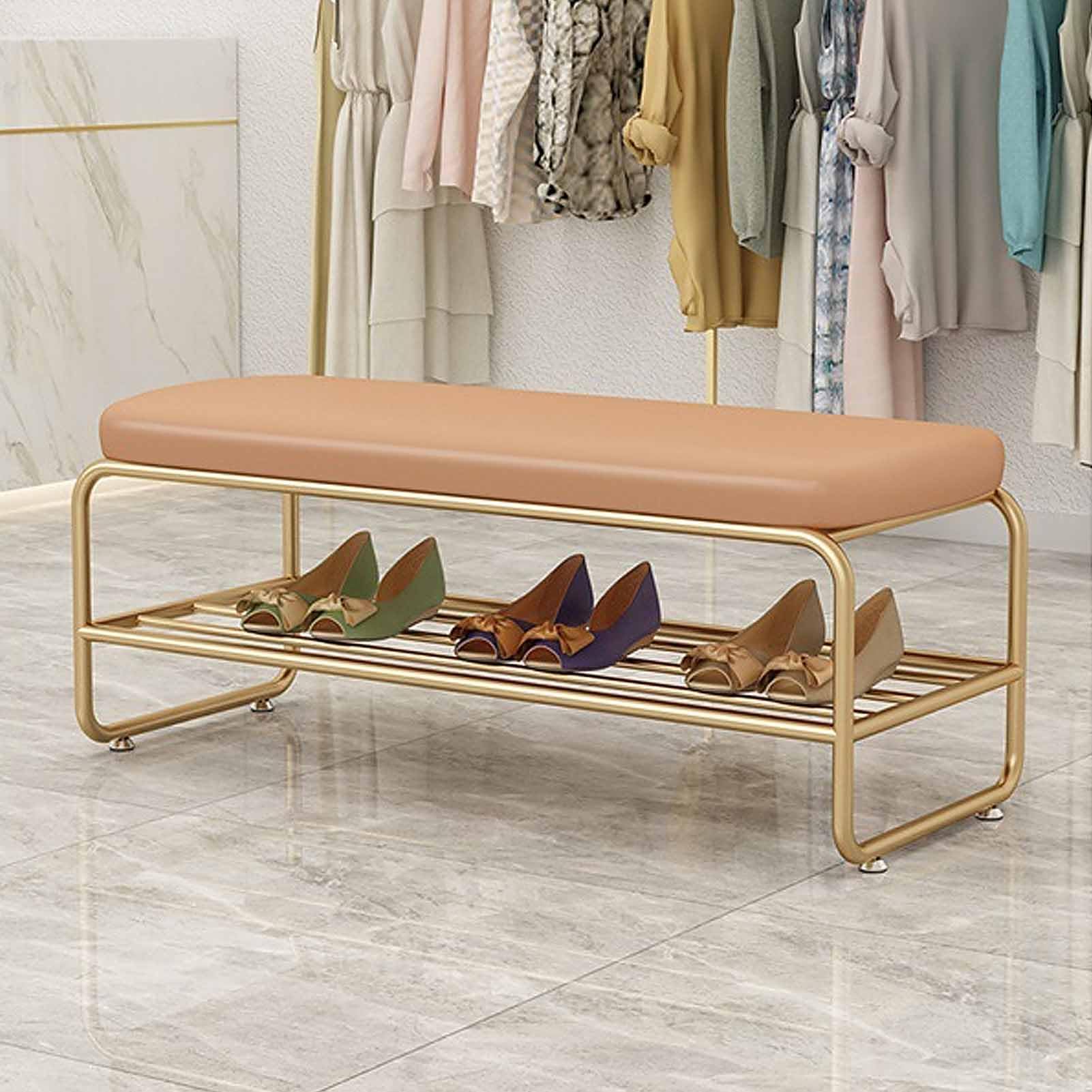 Banc ottoman à 2 niveaux et assise rembourrée pour salon et chambre