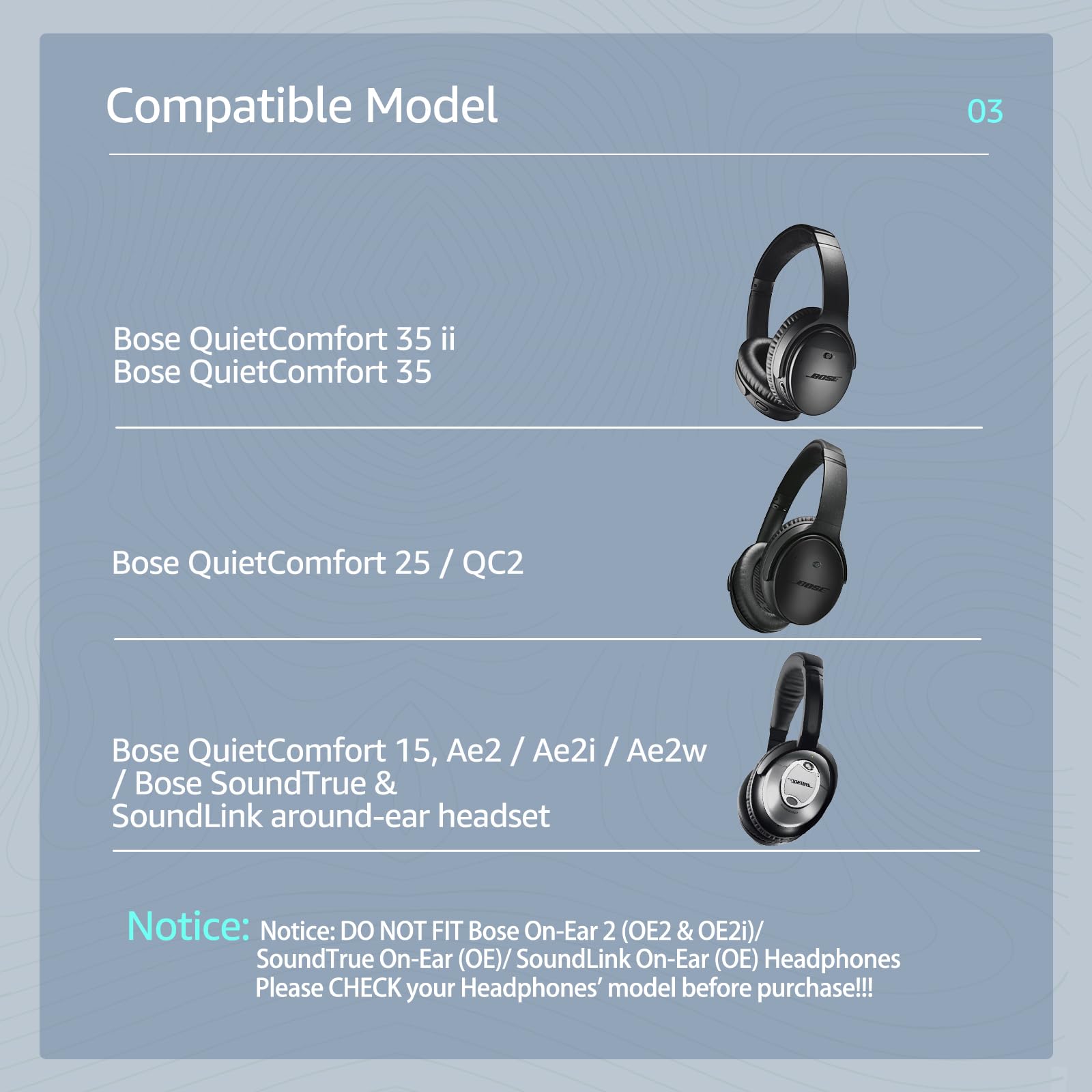 Fabric Comfort, Wzsipod Ear Pads for Bose QuietComfort 35/ QC35ii Headphones - Image 3
