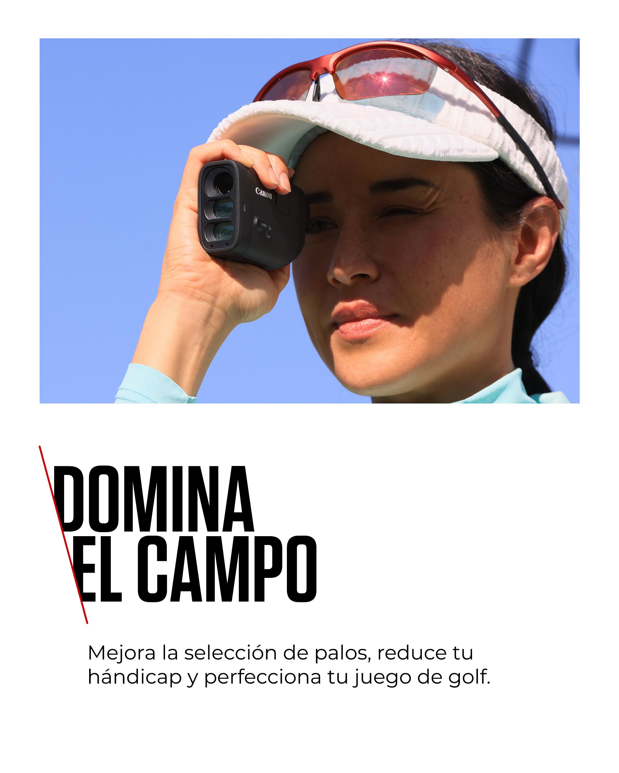 Canon PowerShot Golf, Telémetro Láser con Cámara Estabilizado, Foto 11MP y Vídeo FHD, Zoom 6X y Digital 12x, Modo Slope y Fijación de Banderín, Medición Metros y Yardas, Apto para Competición, Negro