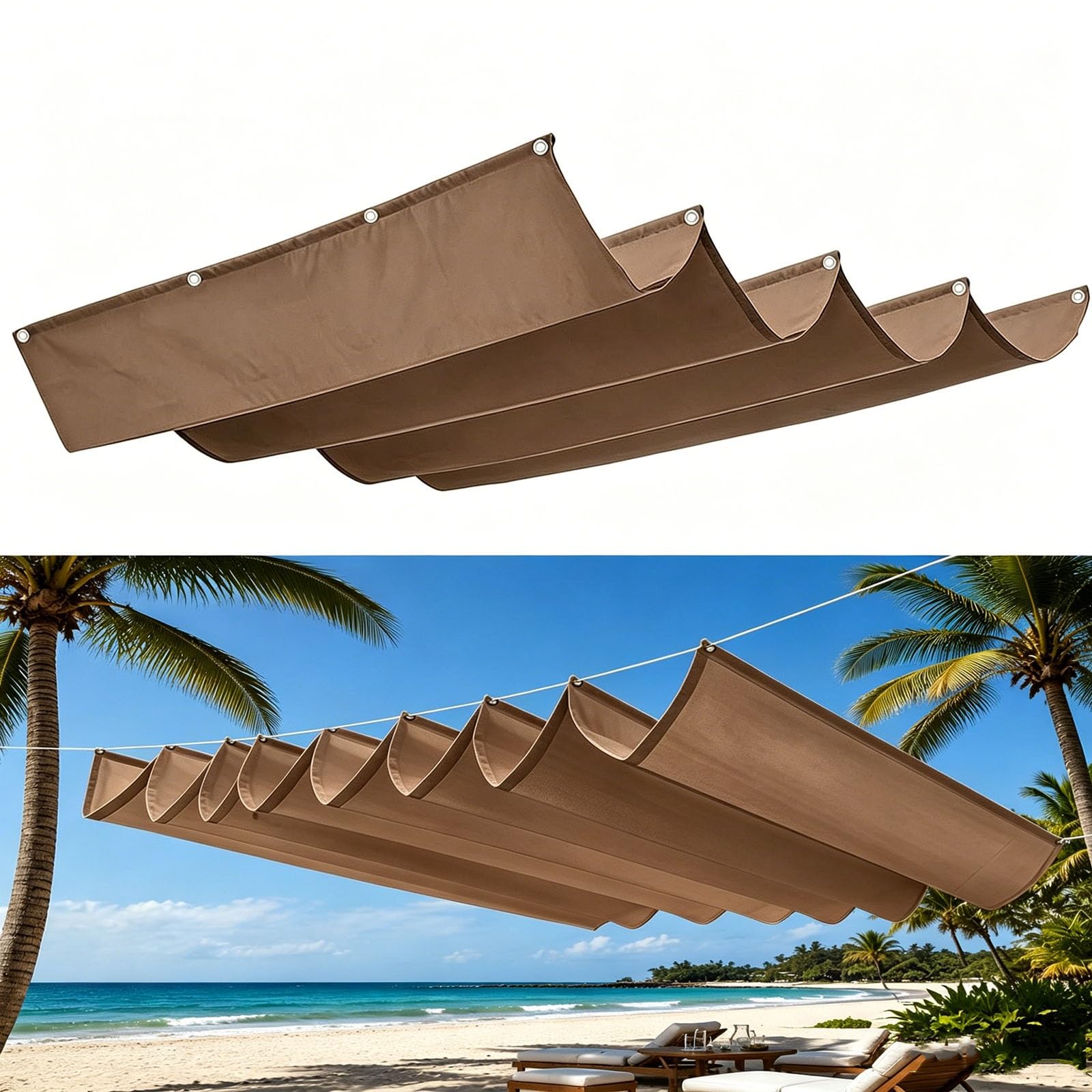 Voile d'ombrage 2.1 x 5 m rectangulaire anti-UV contre le vent