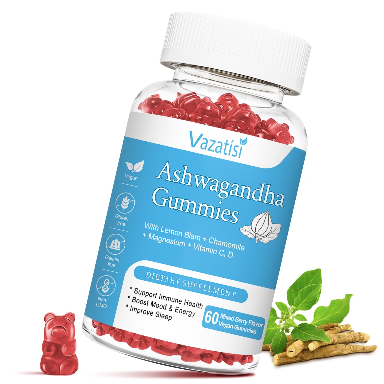 Amazon.com: Vazatisi Sugar Free Ashwagandha Gummies for Women Men