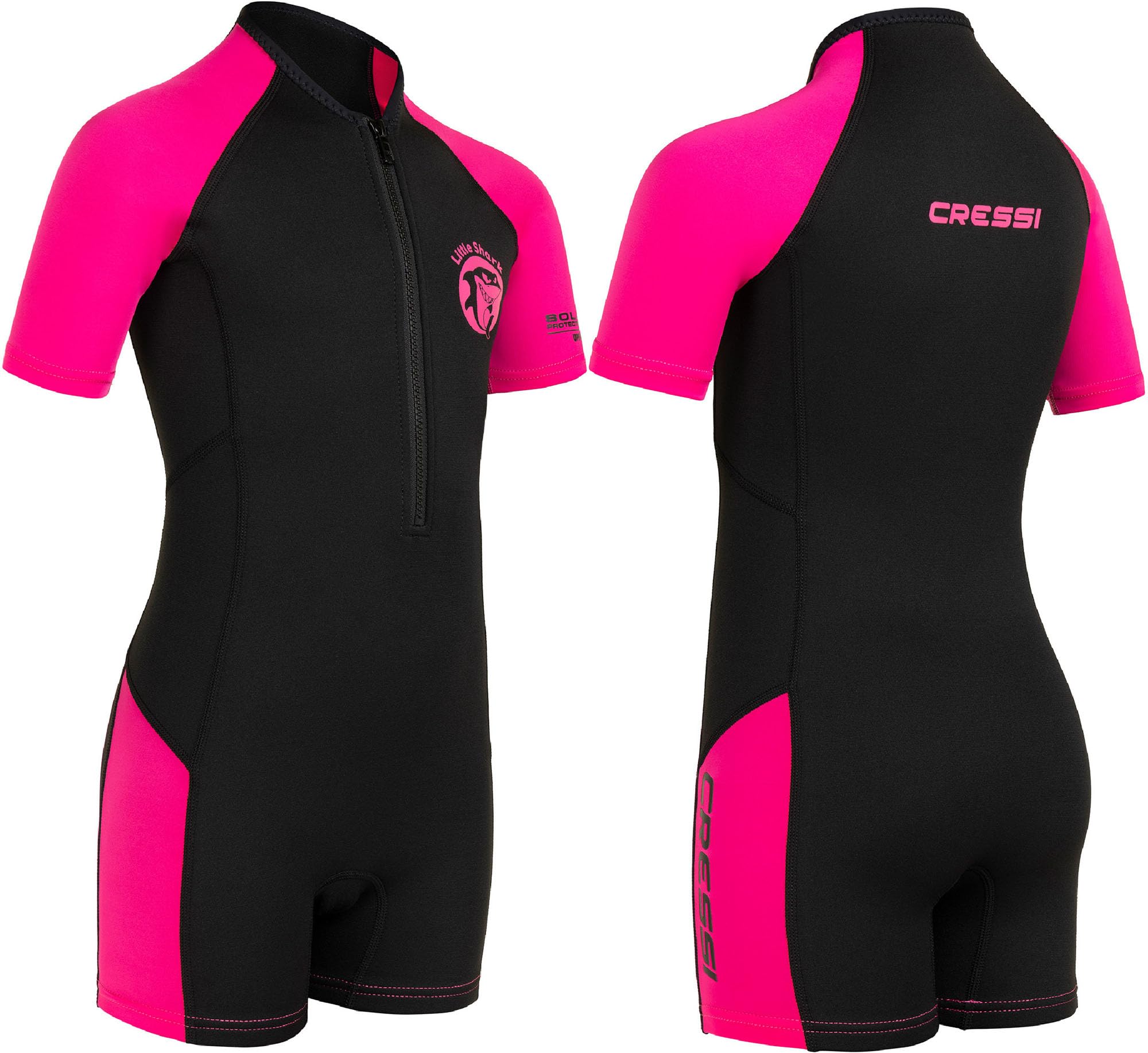 Amazon | CRESSI Little Shark Jr Shorty Wetsuit S/L Black/Pink 2mm