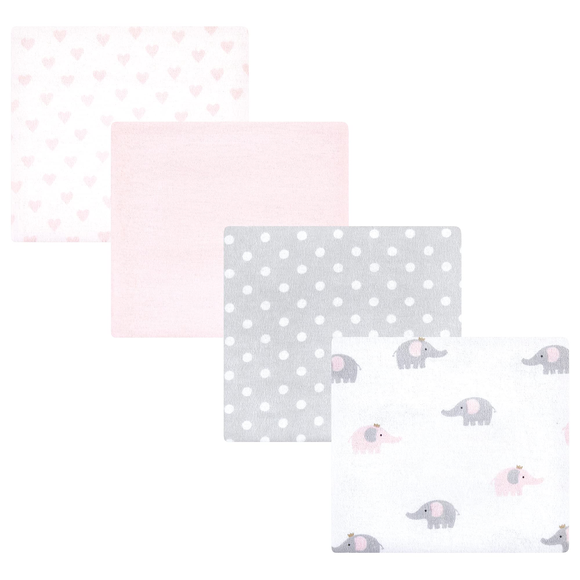 Hudson Baby Unisex Baby Cotton Flannel Receiving Blankets, Pink Gray Elephant, One Size