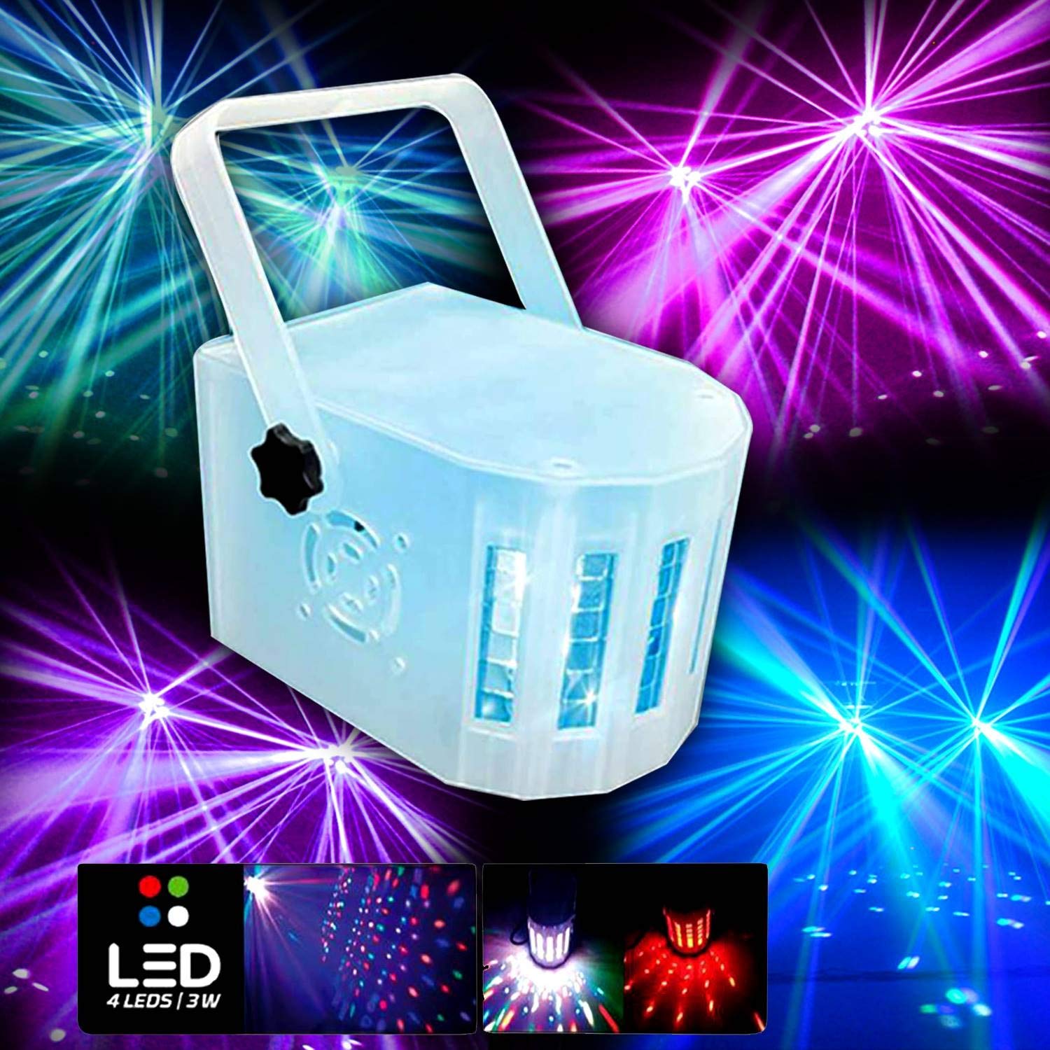 Enceinte Active DJ 500W USB/MP3 Ibiza PORT10VHF-BT + 2 Mini Derby Kolor RVB Sono DJ PA Fete Soiree